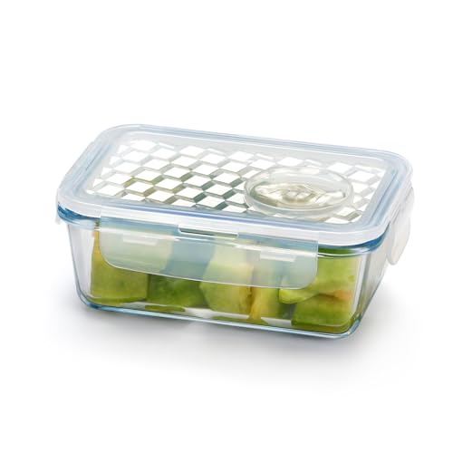 NUTRIUPS 0.45L Frischhaltedose Glas, Lebensmittelbehälter Glas Luftdicht, Glasbehälter mit Deckel, Glasschüssel mit Deckel Mikrowellen & Backofensicher (NICHT DIE DECKEL) - Rechteckig von NUTRIUPS