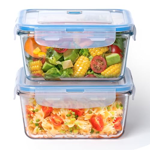 NUTRIUPS 1L Glasbehälter Mit Deckel, Quadrat Frischhaltedosen Mit Deckel, Klein Meal Prep Boxen (2er-Set) von NUTRIUPS