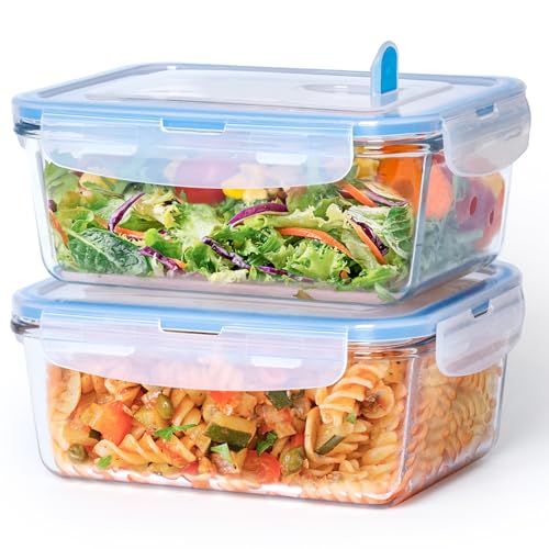 NUTRIUPS 1L Glasbehälter Mit Deckel, Rechteckig Frischhaltedosen Mit Deckel, Klein Meal Prep Boxen (2er-Set) von NUTRIUPS