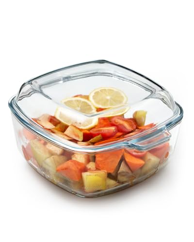 NUTRIUPS 2.5L Auflaufform Glas Mit Deckel - 20cm Rund Lasagne Auflaufform Aus Borosilikatglas von NUTRIUPS
