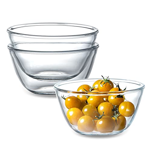 NUTRIUPS 3 Stück Glasschalen im Set 750ML Glasschüssel Salatschüssel 14.5cm Glas Dessertschalen Glas, Vorspeise Glasschale von NUTRIUPS