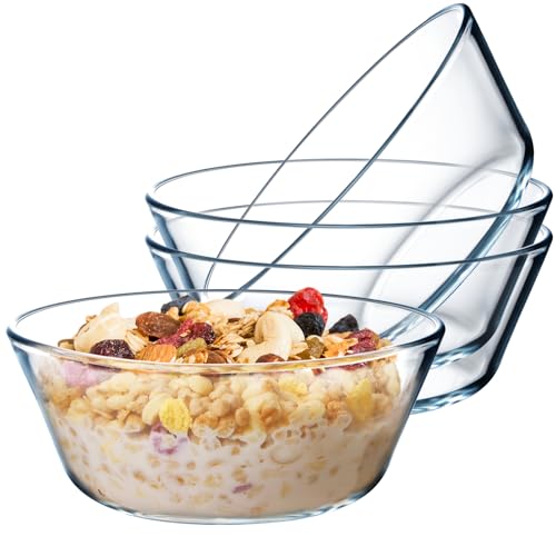 NUTRIUPS 4 Stück Kleine Glasschalen im Set, 800ML Glasschüssel Salatschüssel 15.2cm Glas Dessertschalen Glas,Gehärtetes Glas von NUTRIUPS