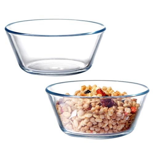 NUTRIUPS Kleine Glasschale Set 2, 400ml Dessertschalen glas，Glasschüssel, Gehärtetes Glas von NUTRIUPS