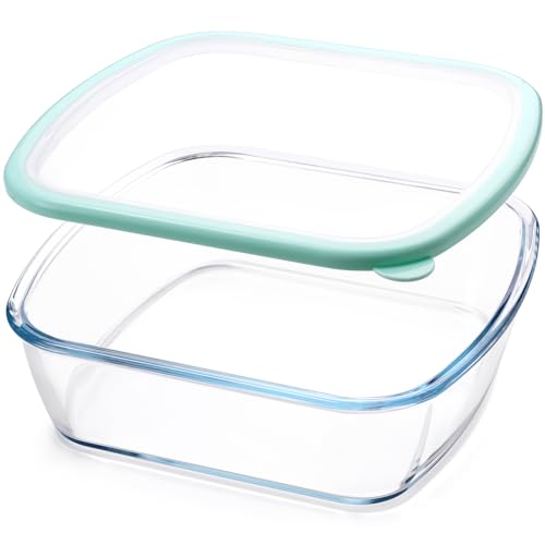 NUTRIUPS 9 x 9 Glas-Backform mit Deckel, 9 x 9 Backform, 2,75 QT große und tiefe Backform für Ofen (grün, 2,6 l) von NUTRIUPS
