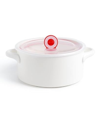 NUTRIUPS 900ml keramik suppentassen mit henkel, 6in Weiß matt suppenschüssel mit deckel, mikrowellen suppentassen(Weiß, 6IN) von NUTRIUPS