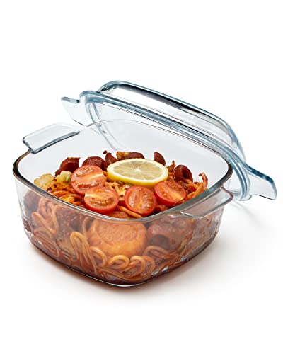 NUTRIUPS Auflaufform Glas mit Deckel 1.5L 16cm Auflaufform mit Deckel Ofenfest Borosilikatglas von NUTRIUPS