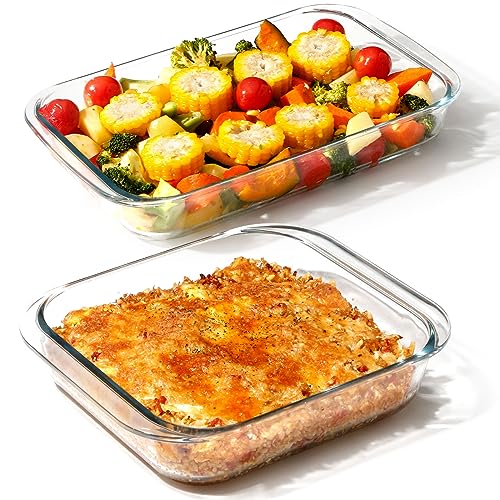 NUTRIUPS 2 Stücke Auflaufform Set aus Glas, Glasbackformen, Lasagne Auflaufform（2L+2.3L) von NUTRIUPS