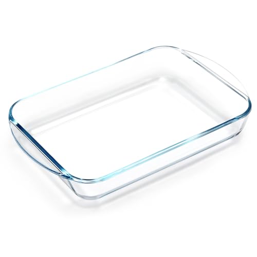 NUTRIUPS Backformen für Ofen, 2,6 Quart Glas-Backform, 29,7 x 21,8 cm, Auflaufform, rechteckige Glas-Backform zum Kochen von NUTRIUPS