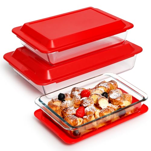 NUTRIUPS Glas-Auflaufform für Ofen, Auflaufform groß, Set-1+1.7+2.8L Glas-Auflaufform Lasagne, Ofenform von NUTRIUPS