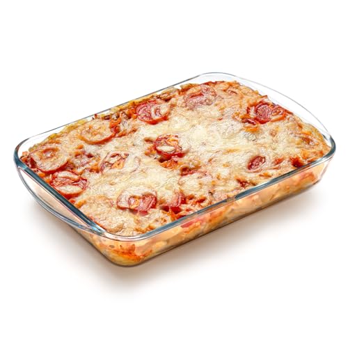 NUTRIUPS Glas-Backformen für den Ofen, 1,8 l, Lasagne-Backform, 26,7 x 19,1 cm, Auflaufformen für den Ofen von NUTRIUPS