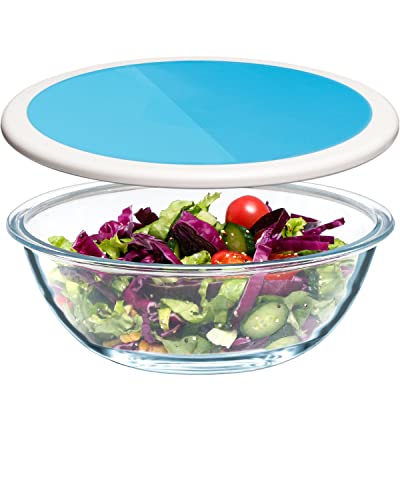 NUTRIUPS Glas-Rührschüssel mit Deckel, Großer Lebensmittelbehälter mit BPA-freiem Deckel, Transparente Salat-Rührschüsseln, Frischhalteschüsseln zum Kochen, Backen, Herstellung von Teig (3L-2 Stück) von NUTRIUPS