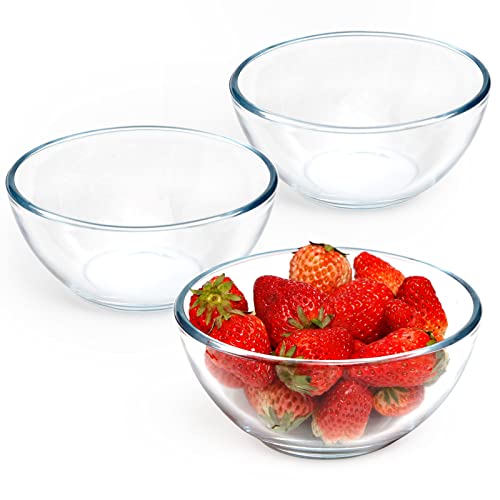 NUTRIUPS Glasschale Glas Rührschüsseln Set Glas Salatschalen Glasschalen Glas Rührschüsseln Mikrowellengeeignet Klarglasschalen zum Mischen, Aufbewahren, Vorbereiten von runden Schüssel (5 Zoll) von NUTRIUPS