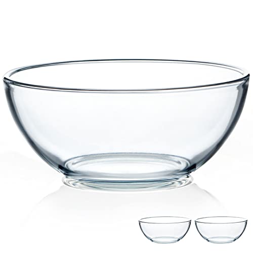 NUTRIUPS Glasschüssel Glas Rührschüsseln Set Glas Salatschüsseln Glasschüsseln Glas-Rührschüsseln Mikrowellenfest Klarglasschalen zum Mixen, Aufbewahren, Vorbereiten Runde Schüssel (20,3 cm) von NUTRIUPS
