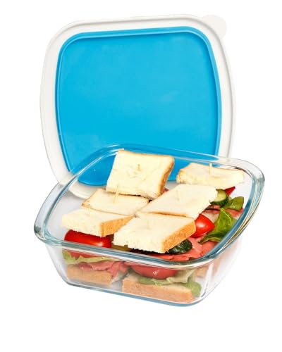 NUTRIUPS Mini Auflaufformen aus Glas mit Deckel 16 x 17 cm, Auflaufform aus Glas 1L, Quadrat Backofen Kristall von NUTRIUPS