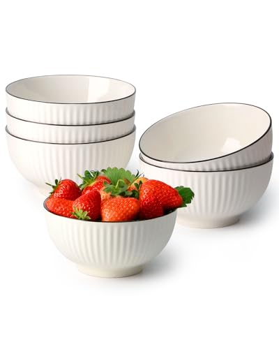 NUTRIUPS Müslischalen Set Kleine Schalen Dessertschalen 750ml Müslischale weiß Suppenschüssel 15.2cm Salatschüssel Keramik (6er Set) von NUTRIUPS