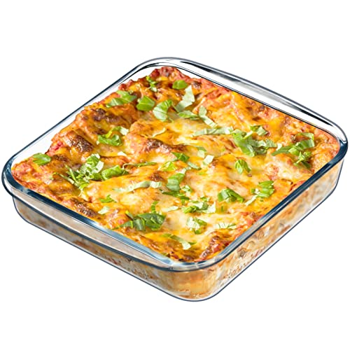 NUTRIUPS Auflaufform Glas,Lasagne Auflaufform,Auflaufform Klein,Transparent,21×21×5cm（1.6L) von NUTRIUPS