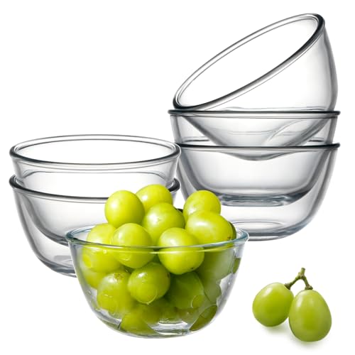 NUTRIUPS SalatschüSsel Glas Servierschalen Set, 6 StüCk RüHrschüSsel Glas, 0.5L Dessertschalen Glasschale für Kochen, Backen, Zubereiten, Aufbewahrung von NUTRIUPS