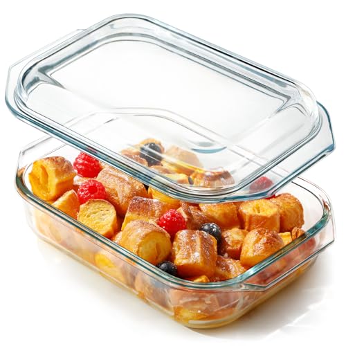 NUTRIUPS 1.35L Rechteckig Glas Auflaufform mit Deckel, Glasbräter mit Glasdeckel Ofenfest, Mikrowellengeeignet von NUTRIUPS