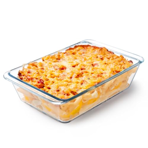 Tiefe Glas Auflaufform, Glas Ofenform, Rechteckige Lasagneform, Ofenfeste Klarglas- Bratform (2.3L) von NUTRIUPS