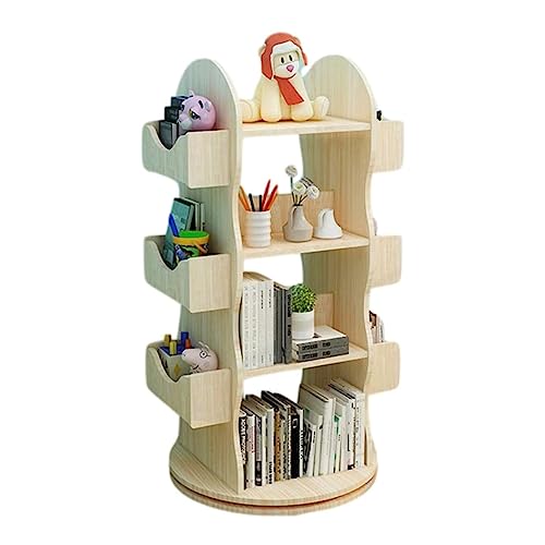 Bücherregal Bücherregal aus Holz mit 4 Ebenen, 360° drehbares Bücherregal, mehrschichtiges Bücherregal, Organizer, bodenstehendes Bücherregal, Aufbewahrungsregal für kleinen Raum Buch-Organizer-Regale von NUTZ4U