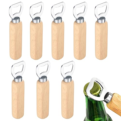 8 Stück Flaschenöffner Holz, Edelstahl Bieröffner, Holzgriff Design für Zuhause, Küche, Bar, Geschenk Flaschenöffner von NUWIQ