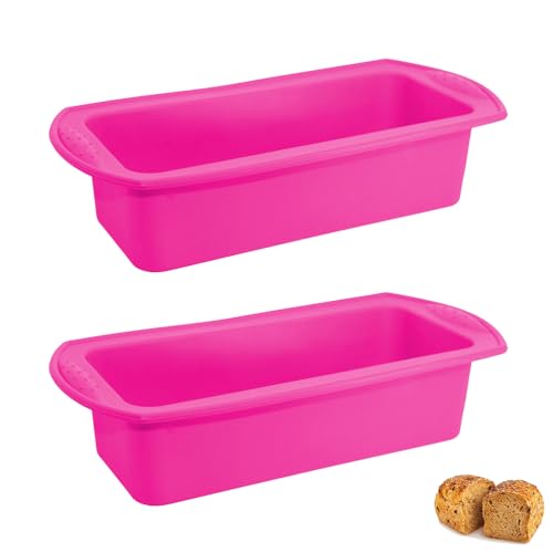 NUWIQ 2 Stück Backform Kasten, Brotbackformen Silikon, 26 x 13 x 6,5 cm, für Brot und Gebäck, Rosa von NUWIQ