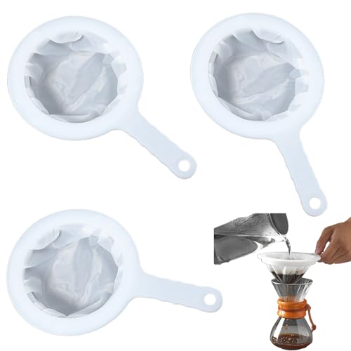 NUWIQ 3 Stück Sieb Fein mit Griff - Nylon Feinmaschiges Sieb Set - Jam Straining SiebTrichter Lebensmittel Filter - 200 300 400 Mesh für Saft Milch Kaffee NUWIQ 3 Stück Sieb Fein mit Griff - Nylon Feinmaschiges Sieb Set - Jam Straining SiebTrichter Lebensmittel Filter - 200 300 400 Mesh für Saft Milch Kaffee von NUWIQ