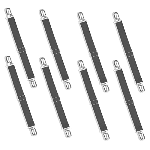 NUWIQ Betttuchspanner, Verstellbare Bettlakenspanner, Lakenspanner mit Metallklammern, für Laken, Matratzen oder Sofas, Schwarz, 8 Stück von NUWIQ