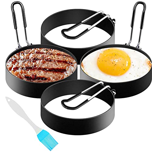 NUWIQ Egg Ring, Edelstahl Pancake Form, Rund Spiegeleiformen Antihaft, für Spiegeleier, Gebratenes Fleisch, Pfannkuchen, 7,5 cm, 4 Stück von NUWIQ