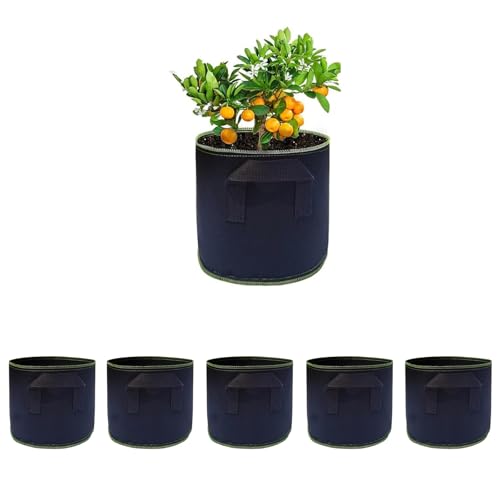 NUWIQ Pflanzsack, 5 Pack 4L Gemüse Grow Taschen, Pflanzsack aus Vliesstoff, Garten Pflanze Grow Taschen, Pflanzen Wachstum Taschen mit Starken Griffen, für Tomaten, Blumen, Pflanzen und mehr von NUWIQ