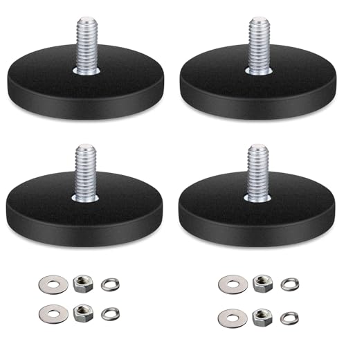 Neodym Magnete, 4 Stück Magnete mit Gewinde,Ø 43mm mit M6 Außengewinde, mit Gummi-Mantel Anti-Rutsch, für Schrauben Öse oder Haken von NUWIQ