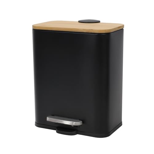 NUXIO Schmaler Kosmetikeimer ZETRU – 5 L Mülleimer fürs Bad mit Pedal & Bambusdeckel – Abfalleimer in Schwarz NUXIO Schmaler Kosmetikeimer ZETRU – 5 L Mülleimer fürs Bad mit Pedal & Bambusdeckel – Abfalleimer in Schwarz von NUXIO