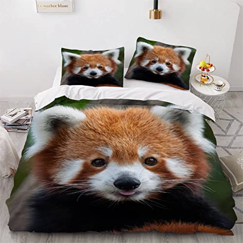 NUYSP Bettwäsche 135x200 Kinder Roter Panda Bettwäsche-Set 3D Jungen Mädchen Wilde Tiere Bettbezug mit Reißverschluss Weich Mikrofaser Kinderbettwäsche Bettbezüge mit 2 Kissenbezug 80x80cm von NUYSP