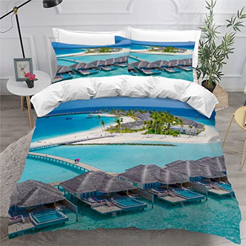 NUYSP 3 teilig Bettwäsche-Set Kinder Malediven-Insel Bettbezug 135x200 mit Reißverschluss Sommer Leicht Mikrofaser Sommerurlaub Betten Set Atmungsaktive Bettbezüge mit 2 Kissenbezug 80x80cm NUYSP 3 teilig Bettwäsche-Set Kinder Malediven-Insel Bettbezug 135x200 mit Reißverschluss Sommer Leicht Mikrofaser Sommerurlaub Betten Set Atmungsaktive Bettbezüge mit 2 Kissenbezug 80x80cm von NUYSP