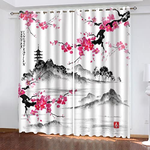 NUYSP Anime Gardinen mit ösen B 140 X H 160 cm Wald Retro Schallschutz Polyester Vorhang Blickdicht für Mädchen Jugendzimmer Wohnzimmer Modern Dekoration Verdunkelung Vorhänge 2er Set von NUYSP