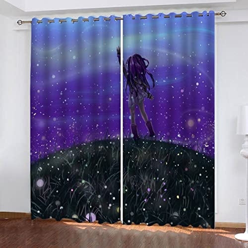 NUYSP Anime Gardinen mit ösen B 200 X H 160 cm Farbe Magie Schallschutz Polyester Vorhang Blickdicht für Mädchen Jugendzimmer Wohnzimmer Modern Dekoration Verdunkelung Vorhänge 2er Set von NUYSP