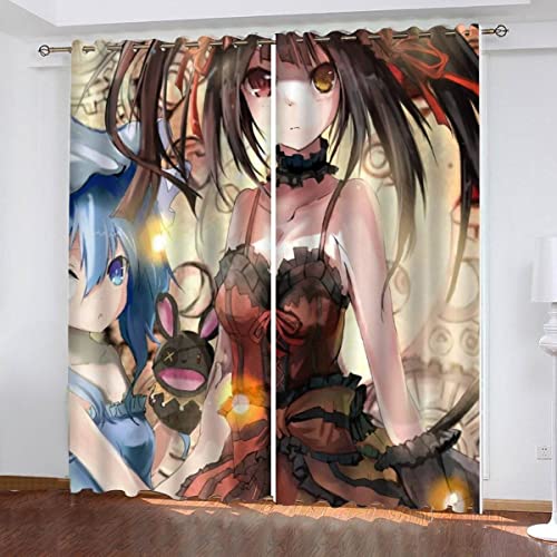 NUYSP Anime Gardinen mit ösen B 200 X H 160 cm Kawaii Schallschutz Polyester Vorhang Blickdicht für Mädchen Jugendzimmer Wohnzimmer Modern Dekoration Verdunkelung Vorhänge 2er Set von NUYSP