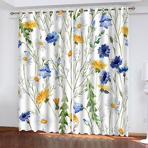NUYSP Anlage Gardinen mit ösen Schallschutz Polyester Blumen Vorhang Blickdicht B 200 X H 160 cm für Mädchen Jugendzimmer Wohnzimmer 2er Set von NUYSP