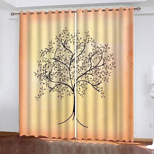 NUYSP Baum des Lebens Gardinen mit ösen Schallschutz Polyester Böhmen Vorhang Blickdicht B 200 X H 160 cm für Mädchen Jugendzimmer Wohnzimmer 2er Set von NUYSP