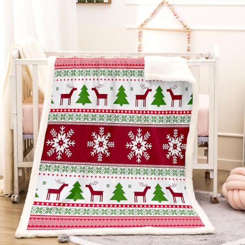 NUYSP Decken Weihnachten Kuscheldecke Sherpa Warmer Winter Wohndecke Weich Kinder Erwachsene Flauschige TV Sofa 3D REH Decke（130x150 cm） von NUYSP