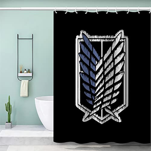 NUYSP Duschvorhang 180x180 cm Anime Anti-Schimmel Wasserabweisend Flügel Duschvorhänge mit 12 Hooks 3D Motiv Textil Waschbar Bad Vorhäng Anti-Bakteriell Shower Curtain von NUYSP