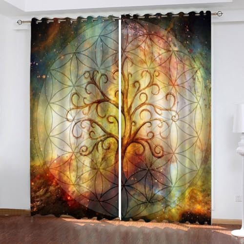 NUYSP Keltischer Baum des Lebens Gardinen mit ösen B 140 X H 160 cm Schallschutz Polyester Vorhang Abstrakte Kunst Jugendzimmer Dekoration Verdunkelung Vorhänge 2er Set von NUYSP