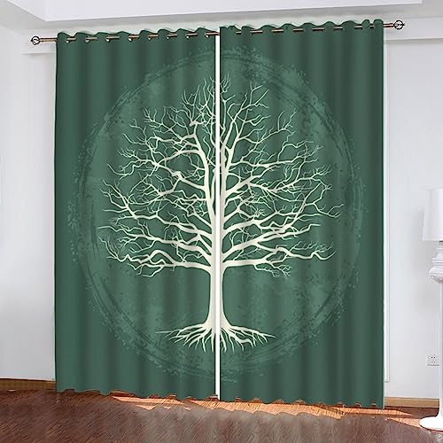 NUYSP Keltischer Baum des Lebens Vorhang Blickdicht B 220 X H 215 Polyester Vorhänge mit Ösen Gardinen 3D Drucken Kunst Verdunkelungsvorhang Wohnzimmer Schlafzimmer von NUYSP