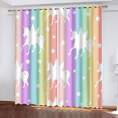 NUYSP Regenbogensterne Gardinen mit ösen B 234 X H 137 cm Feen Prinzessin Schallschutz Polyester Vorhang Blickdicht für Mädchen Jugendzimmer Wohnzimmer Modern Dekoration Verdunkelung Vorhänge 2er Set von NUYSP