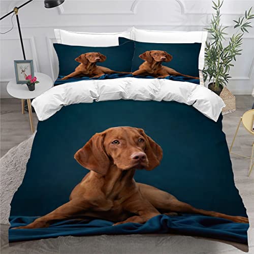 NUYSP Ungarn Vizsla Bettwäsche 135x200 Kinder Jungen Bettwäsche-Set 3D Drucken Hund Tier Bettbezug Set mit Reißverschluss Weich Mikrofaser Kinderbettwäsche mit 2 Kissenbezug 80x80cm von NUYSP