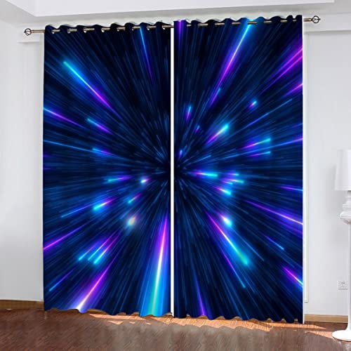 NUYSP Vorhang Blau Lila Neon Polyester Vorhänge mit Ösen Gardinen 3D Abstrakte Kunst Verdunkelungsvorhang für Kinderzimmer Wohnzimmer Schlafzimmer 150X166 cm BXH von NUYSP