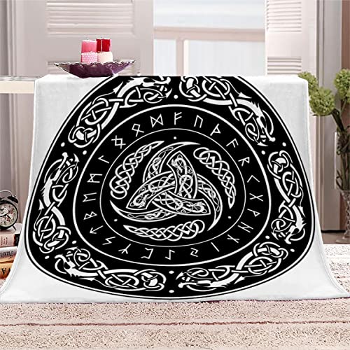 NUYSP Wikinger Kuscheldecke Erwachsene 150x200 cm Weiche Flauschige Flanelldecke mit Muster 3D Effekt Odin-Rune Decke Microfaser Wohndecke Tagesdecke Sofadecke Couchdecke TV-Decken von NUYSP
