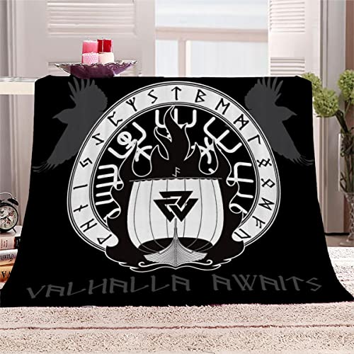 NUYSP Wikinger Kuscheldecke Erwachsene 150x200 cm Weiche Flauschige Flanelldecke mit Muster 3D Effekt Schlachtschiff-Runen Decke Microfaser Wohndecke Tagesdecke Sofadecke Couchdecke TV-Decken von NUYSP
