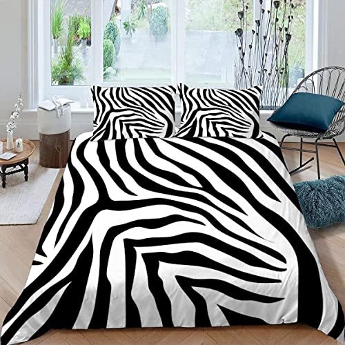 NUYSP Zebra Bettwäsche 155x220 Teenager Bettwäsche-Set 3D Motiv Abstrakt Textur Tier Bettbezug mit Reißverschluss Kuschelig Mikrofaser Bettwaren Dekorativ Bettbezüge mit 2 Kissenbezug 80x80cm von NUYSP