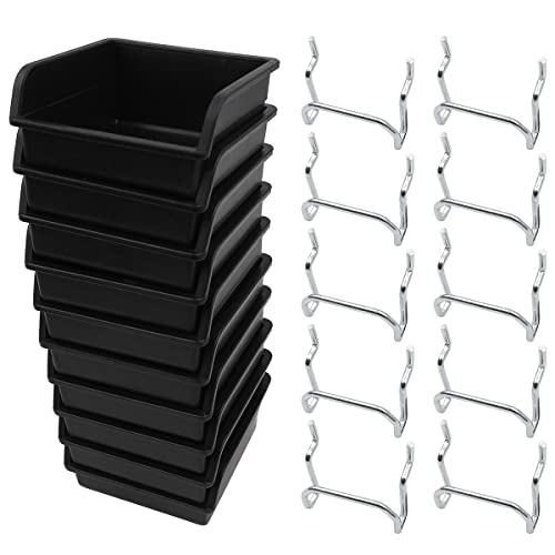 10 Stück NUZAMAS Passend für Steckbrett-Behälter, 3,9 x 3,9 Zoll Kit zur Aufbewahrung von Teilen, Zubehör, Organisation von Hardware, Kleinteilen, Hobbybedarf (schwarz), Display für kleine Unternehmen von NUZAMAS